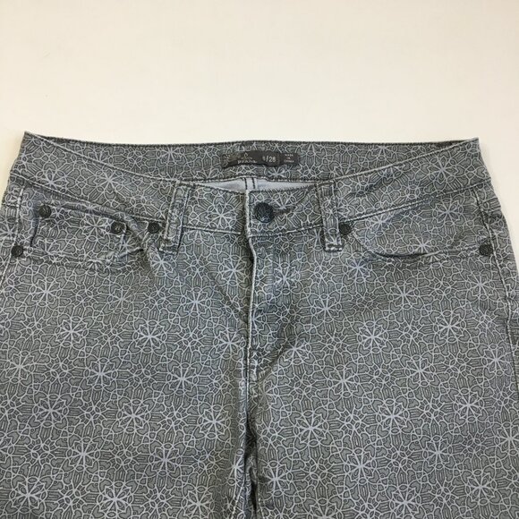 PRANA Gray Print Organic Cotton Blend 5 Pocket Logo Hardware Jeans - Picture 4 of 12